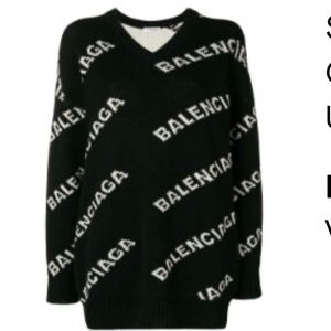 BALENCIAGA V-Neck Logo Jumper